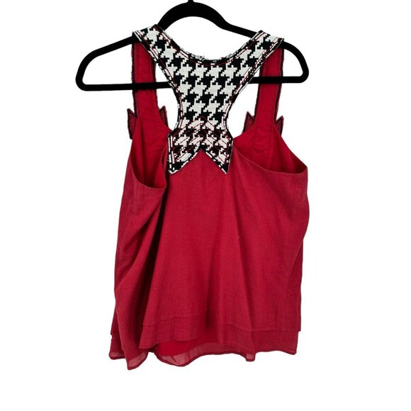 Judith March Houndstooth Crimson Tiered Lined Top University of Alabama Large - Picture 7 of 12